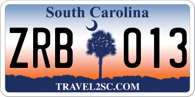 SC license plate ZRB013
