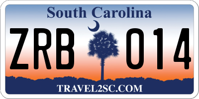 SC license plate ZRB014