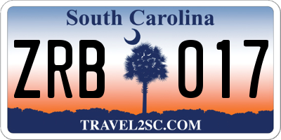 SC license plate ZRB017