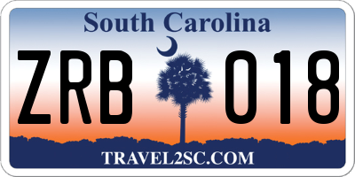 SC license plate ZRB018