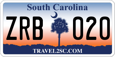 SC license plate ZRB020