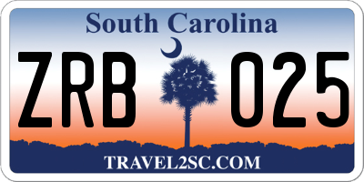 SC license plate ZRB025