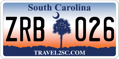 SC license plate ZRB026