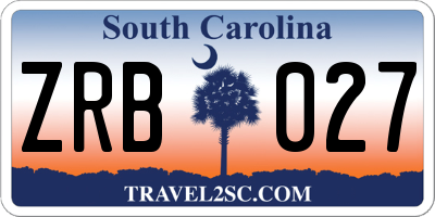 SC license plate ZRB027