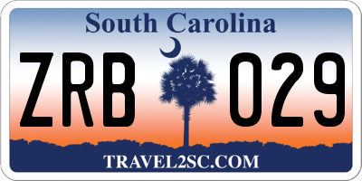 SC license plate ZRB029