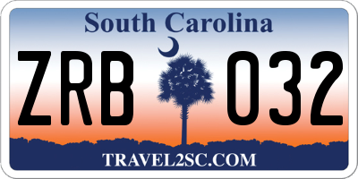 SC license plate ZRB032