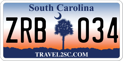 SC license plate ZRB034