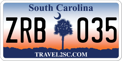 SC license plate ZRB035