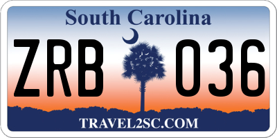 SC license plate ZRB036