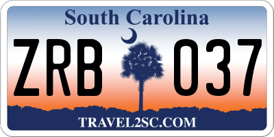 SC license plate ZRB037