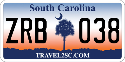 SC license plate ZRB038