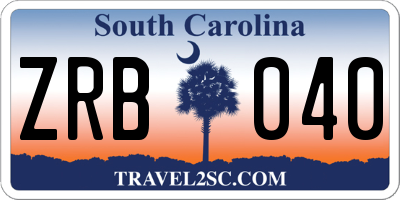 SC license plate ZRB040