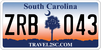 SC license plate ZRB043
