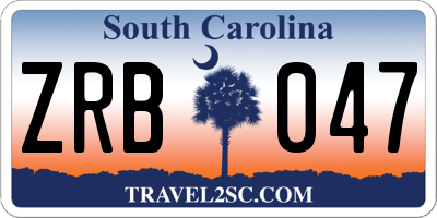 SC license plate ZRB047