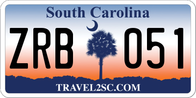 SC license plate ZRB051