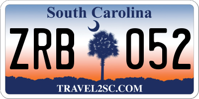 SC license plate ZRB052