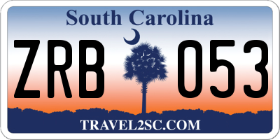 SC license plate ZRB053