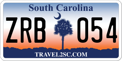 SC license plate ZRB054