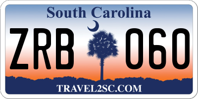 SC license plate ZRB060