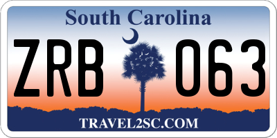 SC license plate ZRB063