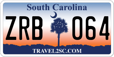 SC license plate ZRB064