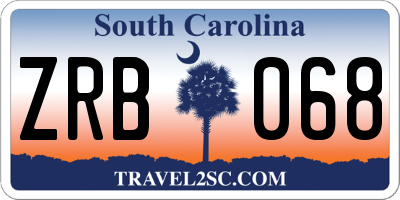 SC license plate ZRB068