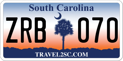 SC license plate ZRB070