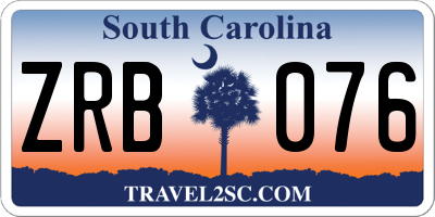 SC license plate ZRB076