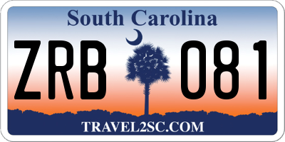 SC license plate ZRB081