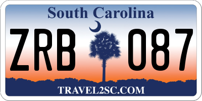 SC license plate ZRB087