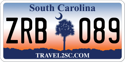 SC license plate ZRB089