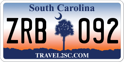 SC license plate ZRB092