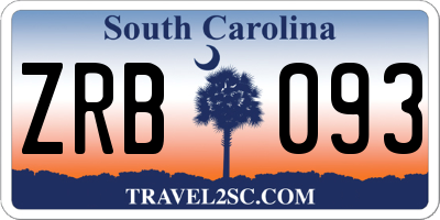 SC license plate ZRB093