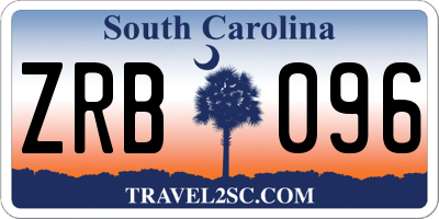 SC license plate ZRB096