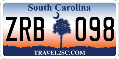 SC license plate ZRB098