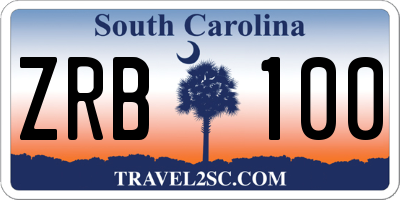 SC license plate ZRB100