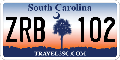 SC license plate ZRB102