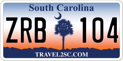 SC license plate ZRB104