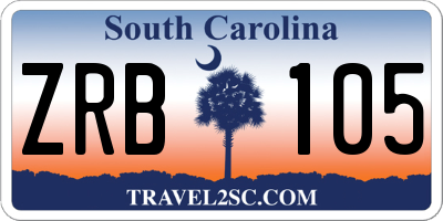 SC license plate ZRB105
