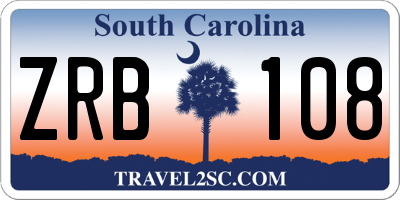 SC license plate ZRB108
