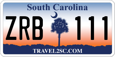 SC license plate ZRB111