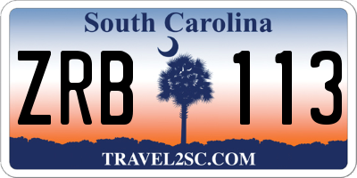 SC license plate ZRB113