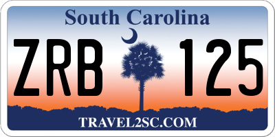 SC license plate ZRB125
