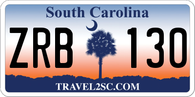 SC license plate ZRB130