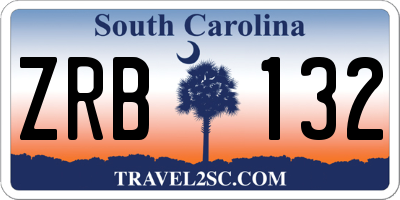 SC license plate ZRB132
