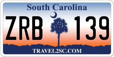 SC license plate ZRB139