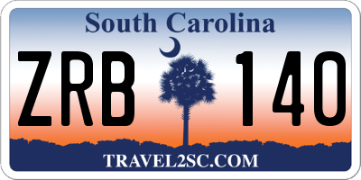 SC license plate ZRB140