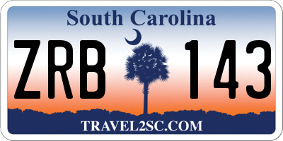 SC license plate ZRB143