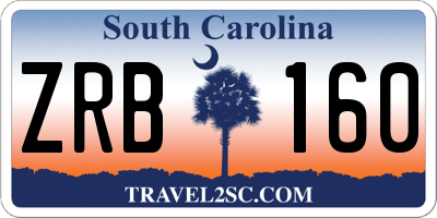 SC license plate ZRB160