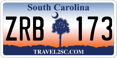 SC license plate ZRB173